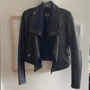 Veda Navy Blue Leather Jacket, small